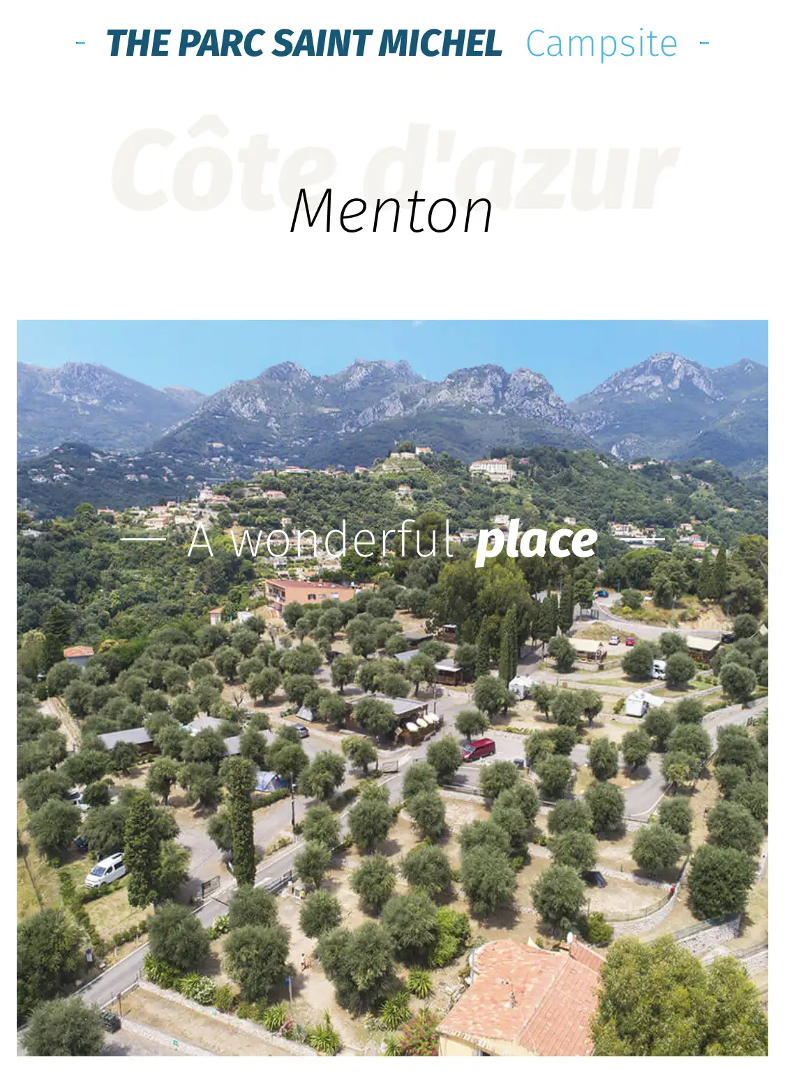 Screenshot webovej stránky kempu Parc Saint Michel v Mentone vo Francúzsku